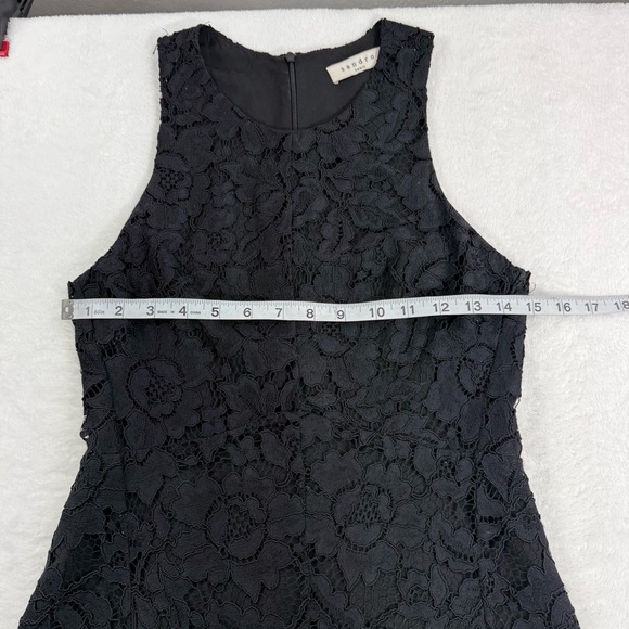Sandro Paris Lace Racerback Dress Womans Sz 1 Black Floral Overlay Lined - Picture 13 of 15